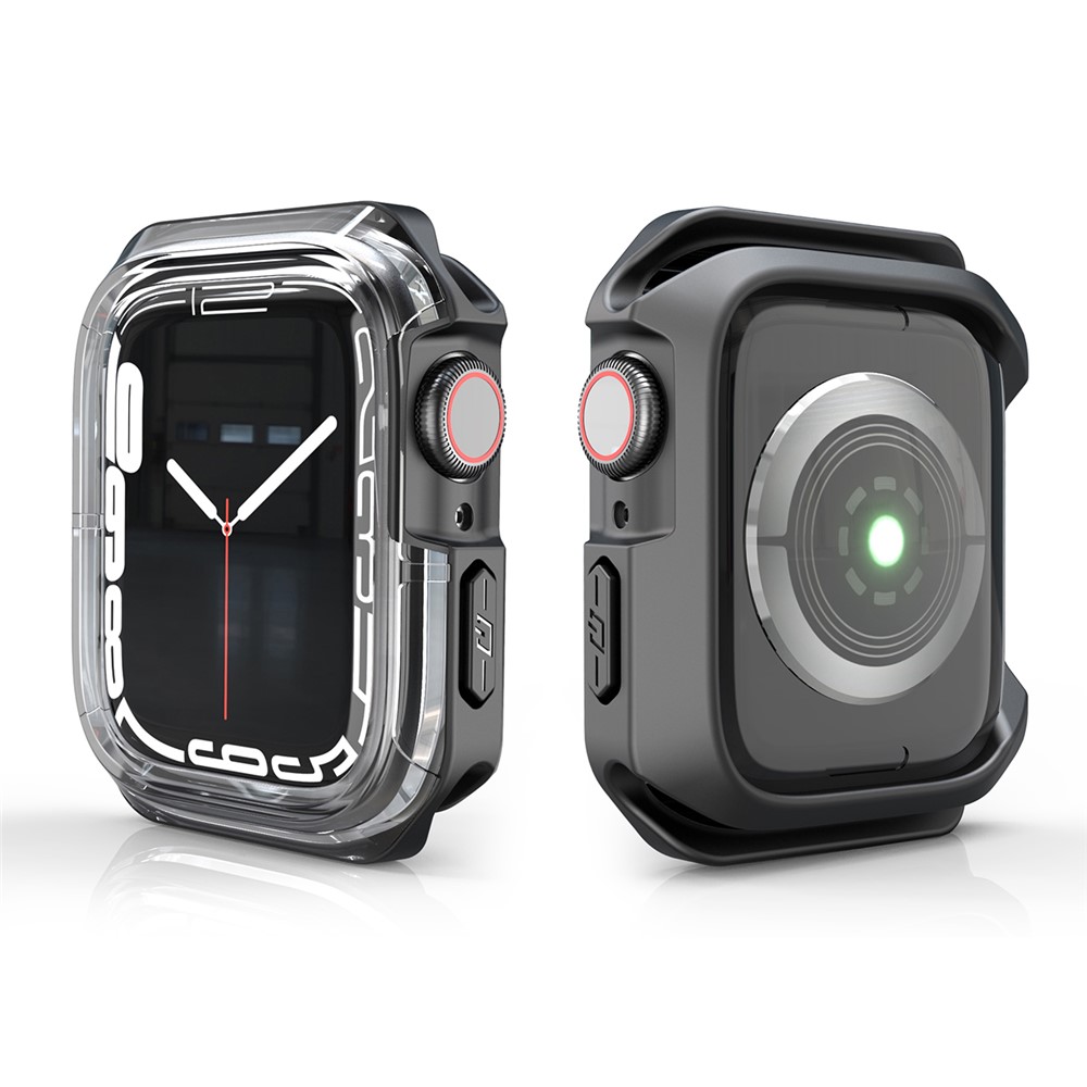 For Apple Watch SE/Series 6/5/4 40mm TPU+PC Clear Dual-color Well-protected Smart Watch Case Cover - Transparent/Black-4