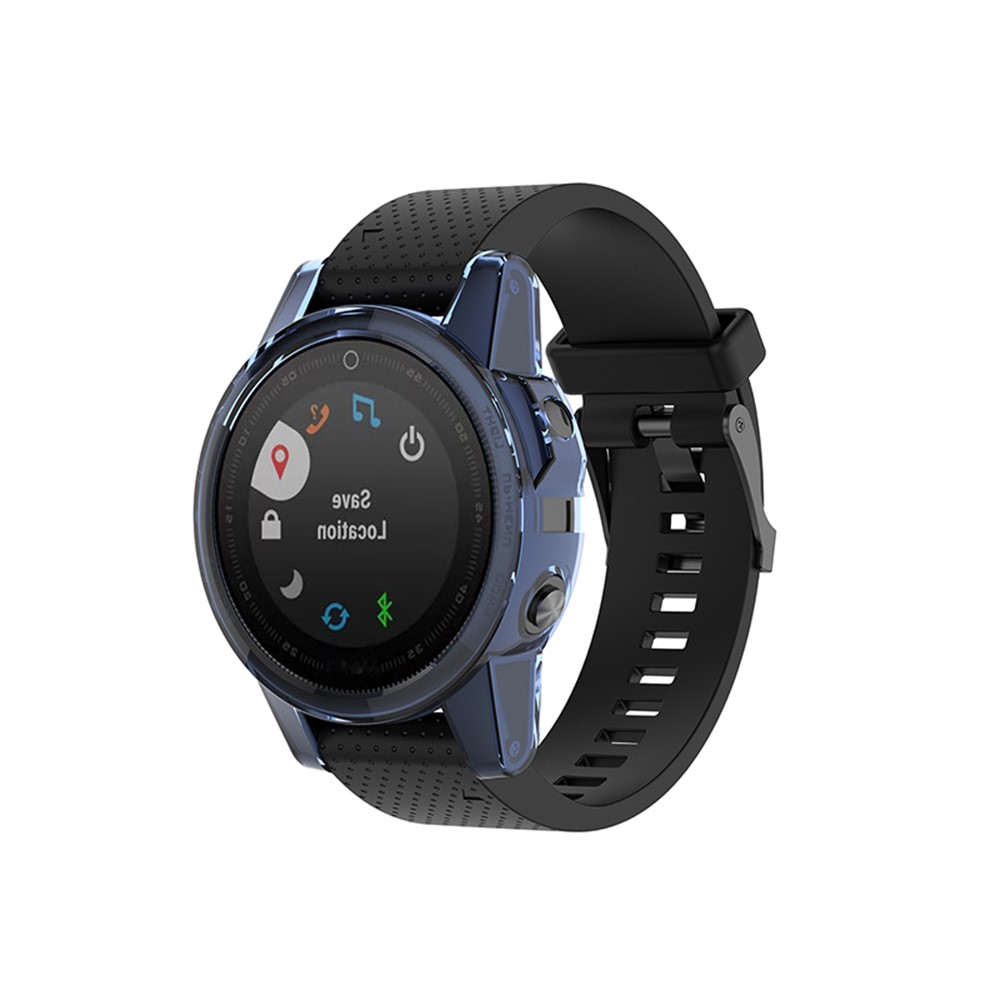 For Garmin Fenix 5S/5S Plus Transparent Watch Case Full Coverage Flexible TPU Protective Cover - Transparent Blue-6