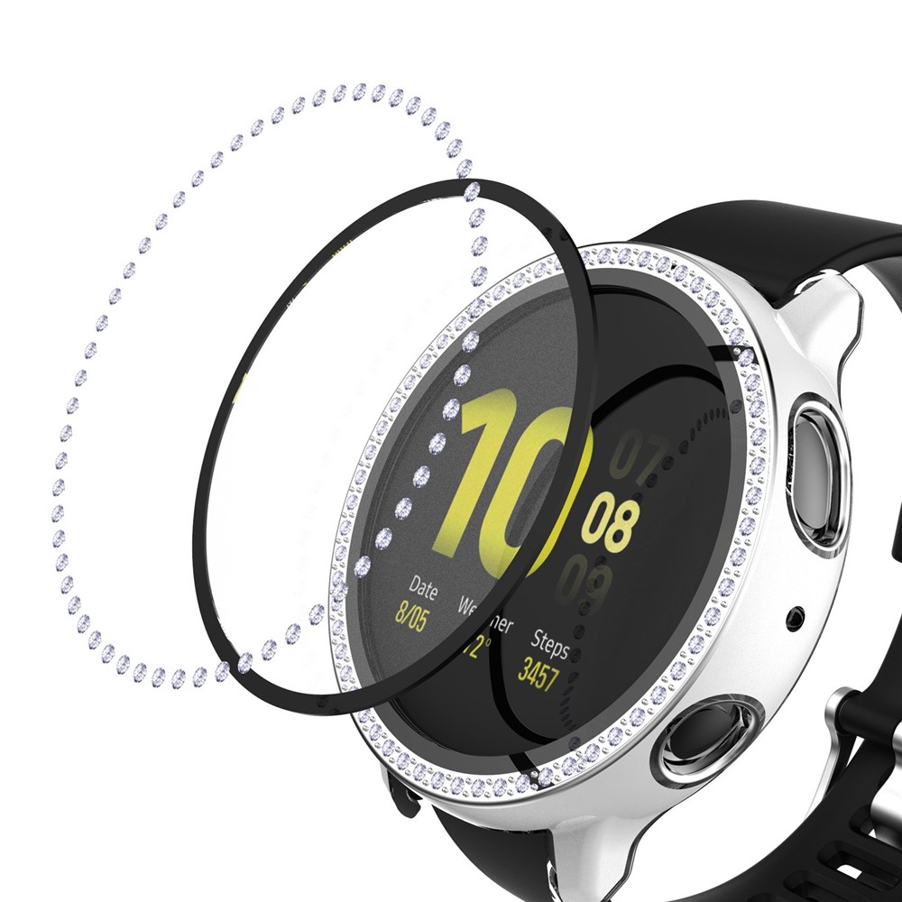 Compre Para Samsung Galaxy Watch Active2 40 Mm Decoración De Diamantes De  Imitación De Diario Infructuoso Caso De Reloj Inteligente PC Con Protector  De Pantalla De Vidrio Templado - Plata Blanca en