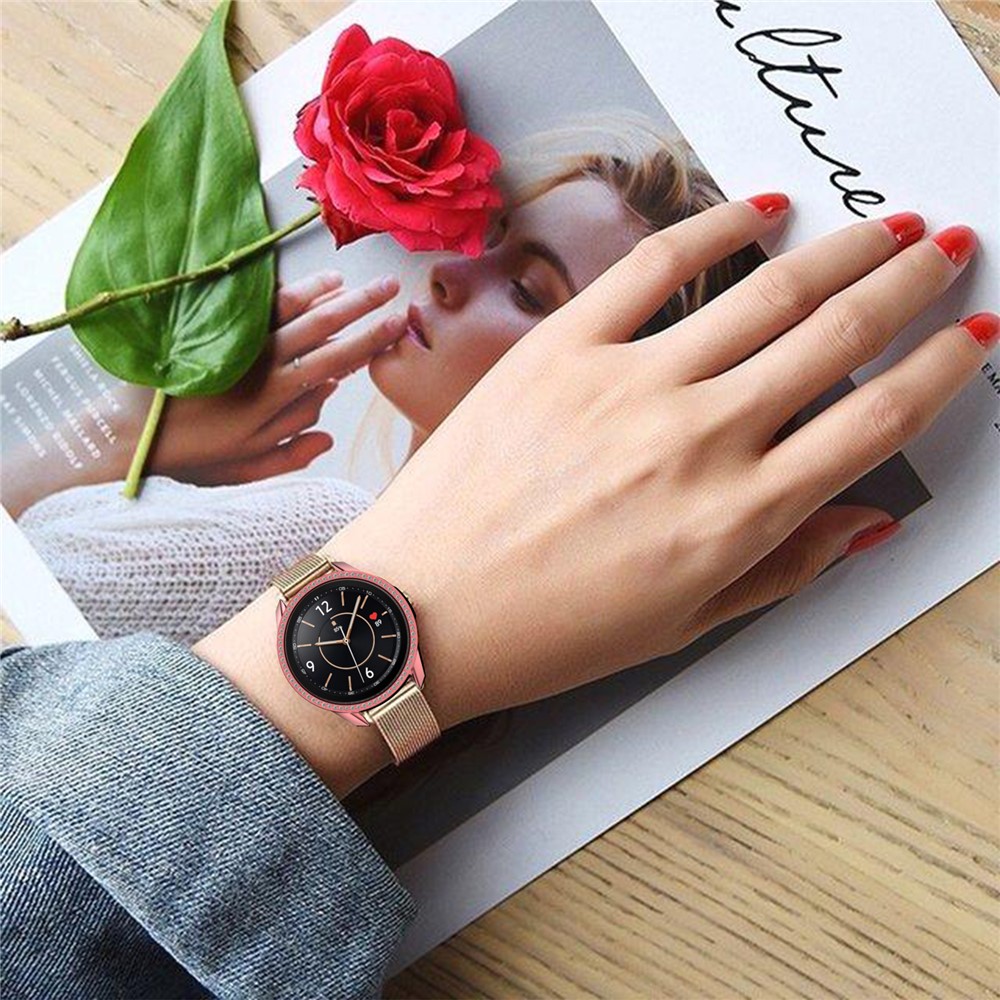For Samsung Galaxy Watch3 45mm Watch Case Hard PC Rhinestone Glitter Cover Frame Protective Cover - Pink-10