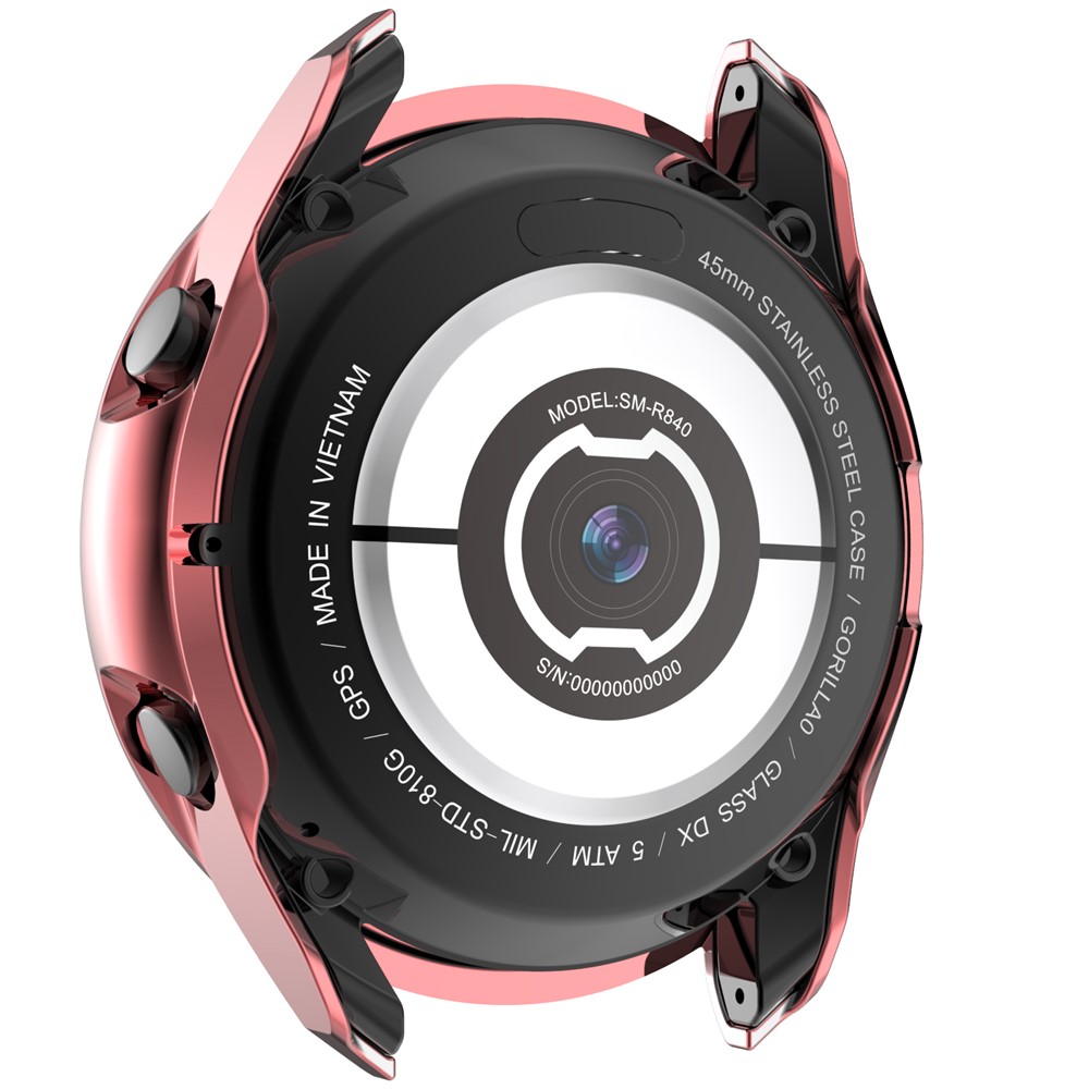 For Samsung Galaxy Watch3 45mm Watch Case Hard PC Rhinestone Glitter Cover Frame Protective Cover - Pink-8