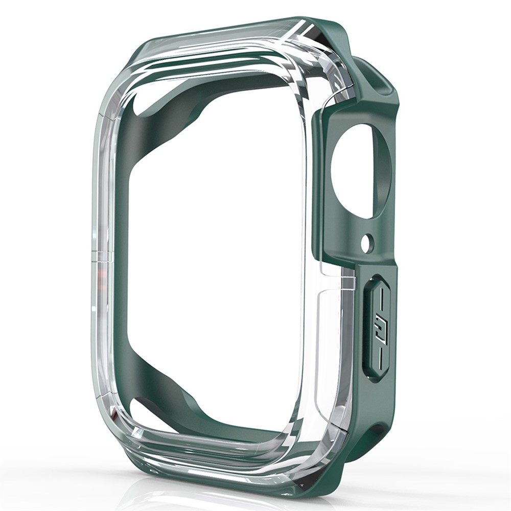 For Apple Watch SE/Series 4/5/6 40mm Drop-proof Anti-scratch Transparent Dual Color Soft TPU Smart Watch Case - Transparent/Green-2