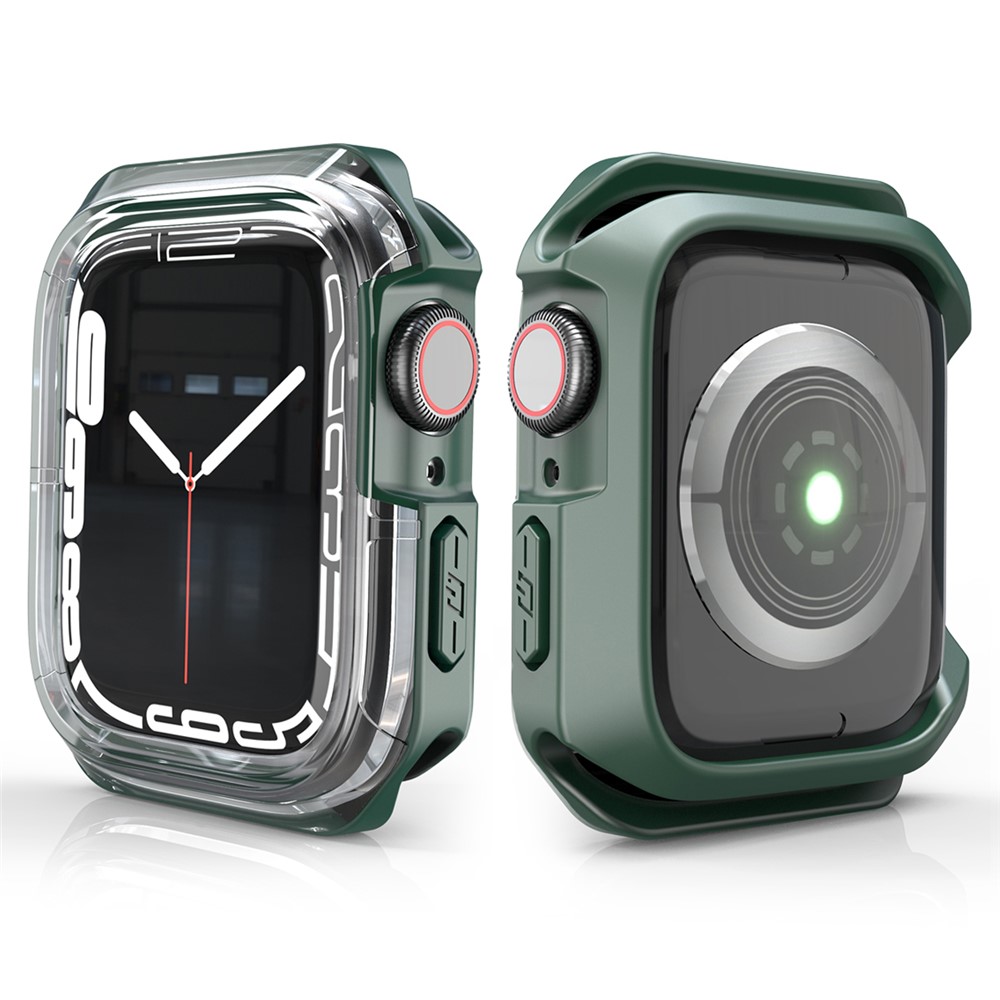 For Apple Watch SE/Series 4/5/6 40mm Drop-proof Anti-scratch Transparent Dual Color Soft TPU Smart Watch Case - Transparent/Green-4