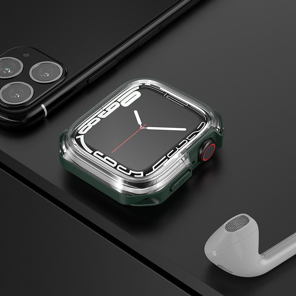 For Apple Watch SE/Series 4/5/6 40mm Drop-proof Anti-scratch Transparent Dual Color Soft TPU Smart Watch Case - Transparent/Green-8