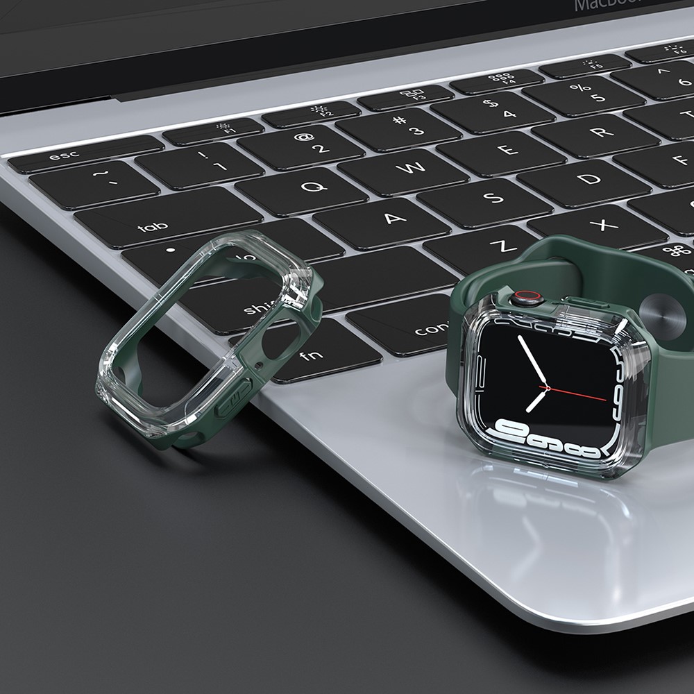 For Apple Watch SE/Series 4/5/6 40mm Drop-proof Anti-scratch Transparent Dual Color Soft TPU Smart Watch Case - Transparent/Green-9