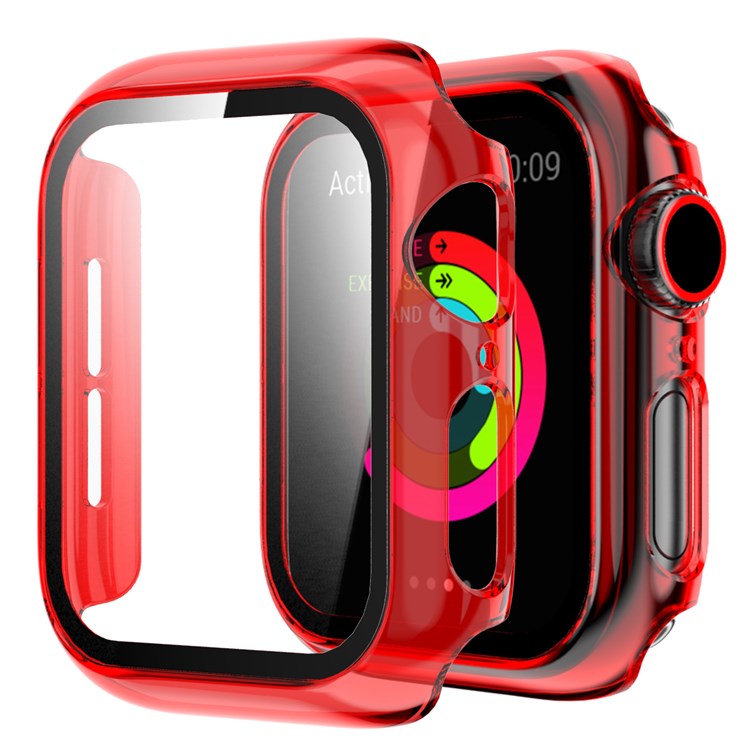 Wholesale For Apple Watch Series 4/5/6/SE 44mm Anti-Scratch Translucent PC  Case with Tempered Glass Screen Protector Anti-Drop Shockproof Smart Watch  Cover - Red from China | TVC-Mall.com