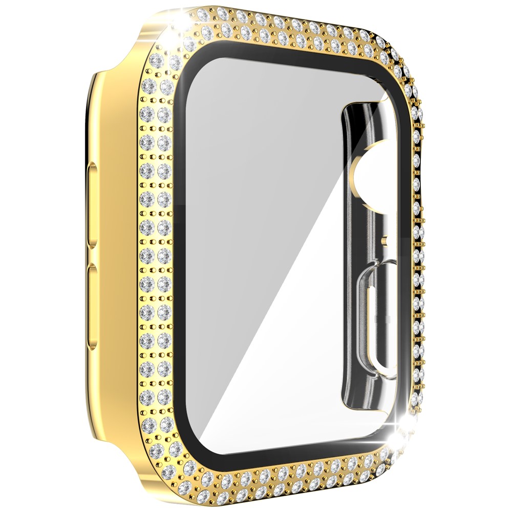 For Apple Watch SE/Series 4/5/6 40mm Rhinestone+PC+Tempered Glass Anti-drop Watch Case Protector - Gold-4