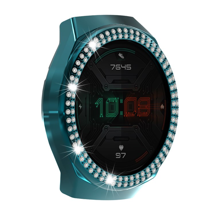 For Huawei Watch GT 2e Two Row Rhinestones Decor PC Watch Protective Case Half Cover - Cyan-3