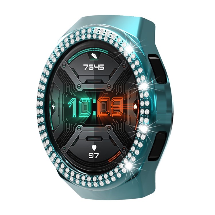 For Huawei Watch GT 2e Two Row Rhinestones Decor PC Watch Protective Case Half Cover - Cyan-7