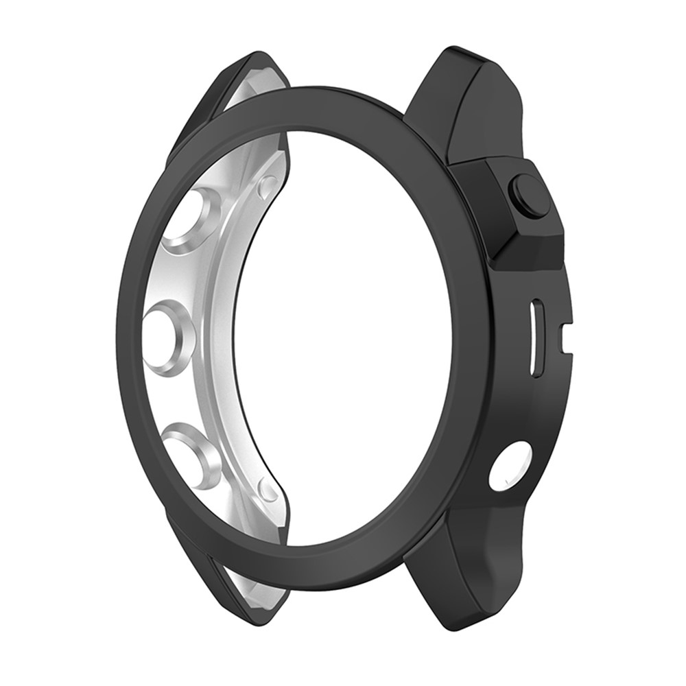 For Garmin Fenix 7X Electroplating Soft TPU Hollow Out Bumper Frame Case Cover - Black-4