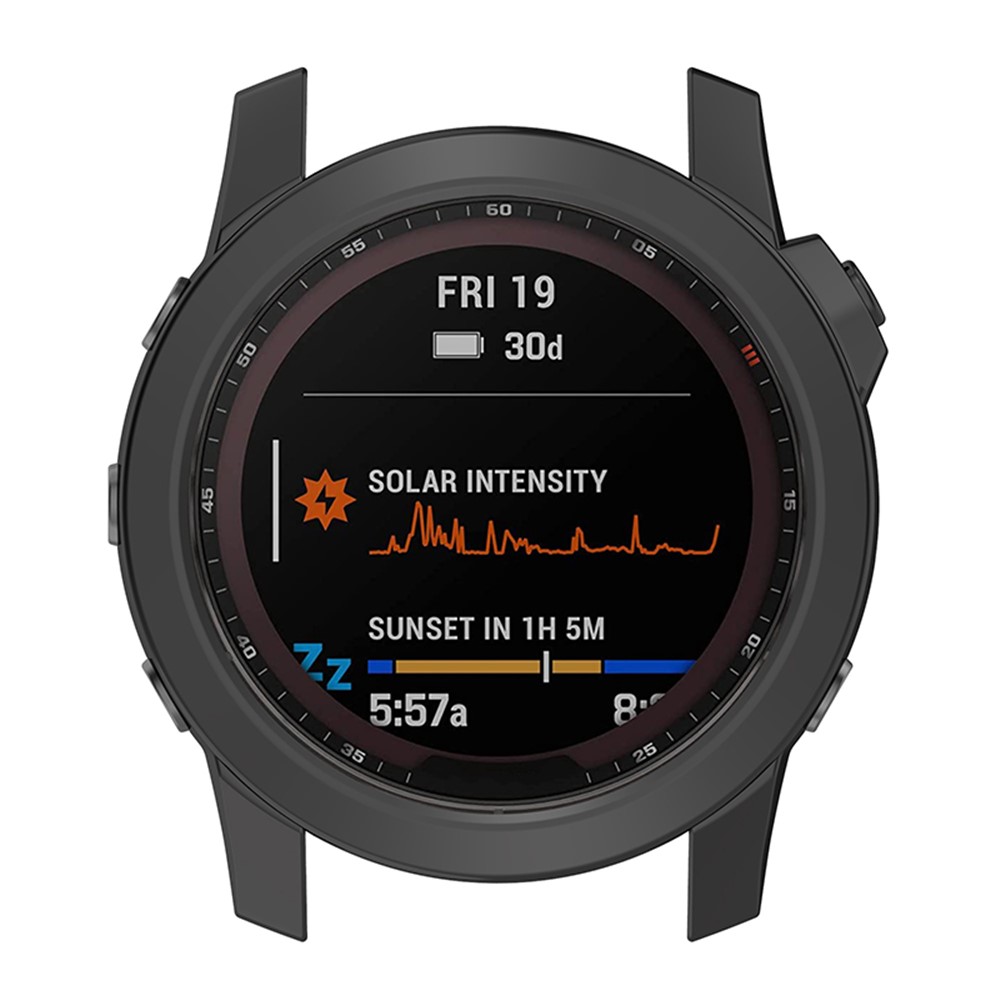 For Garmin Fenix 7X Electroplating Soft TPU Hollow Out Bumper Frame Case Cover - Black-6