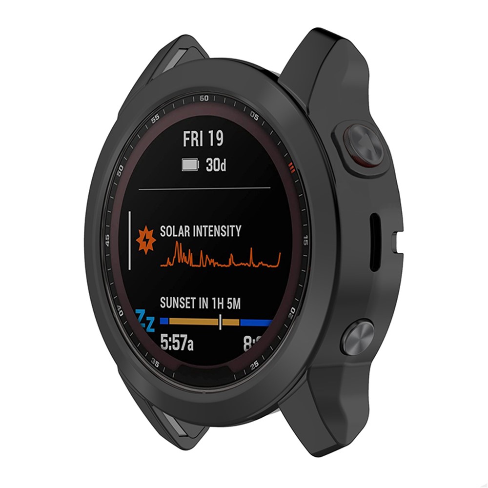 For Garmin Fenix 7S Electroplating Soft TPU Hollow Out Anti-drop Watch Protective Case Cover - Black-3