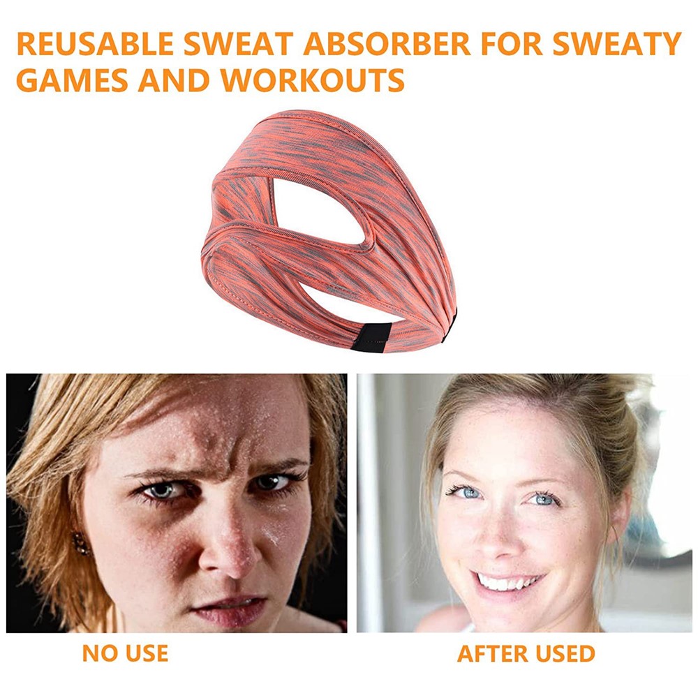 Breathable Sweatband Face Mask for Oculus Quest 2 HTC Vive Virtual Reality Glasses Accessories - Orange/Grey Stripes-5