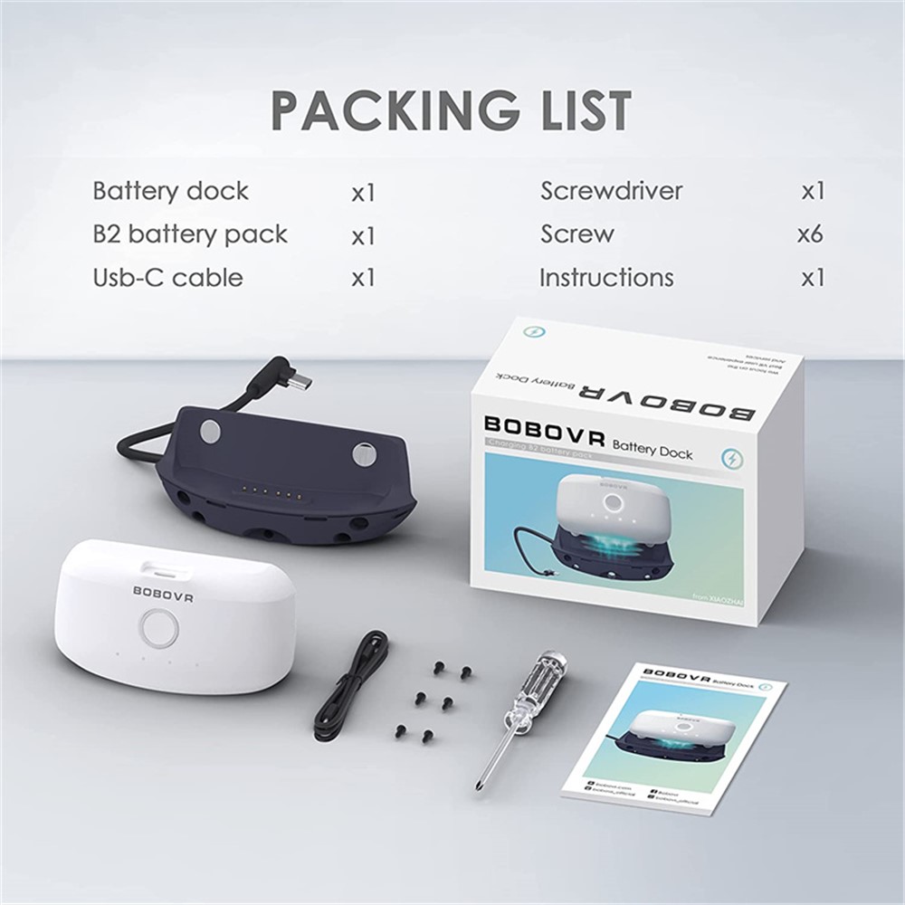 BOBOVR BD1 Battery Dock for BOBOVR M1 Plus/M2 Plus Charging Station with B2 Battery Magnetic Charging Base-2