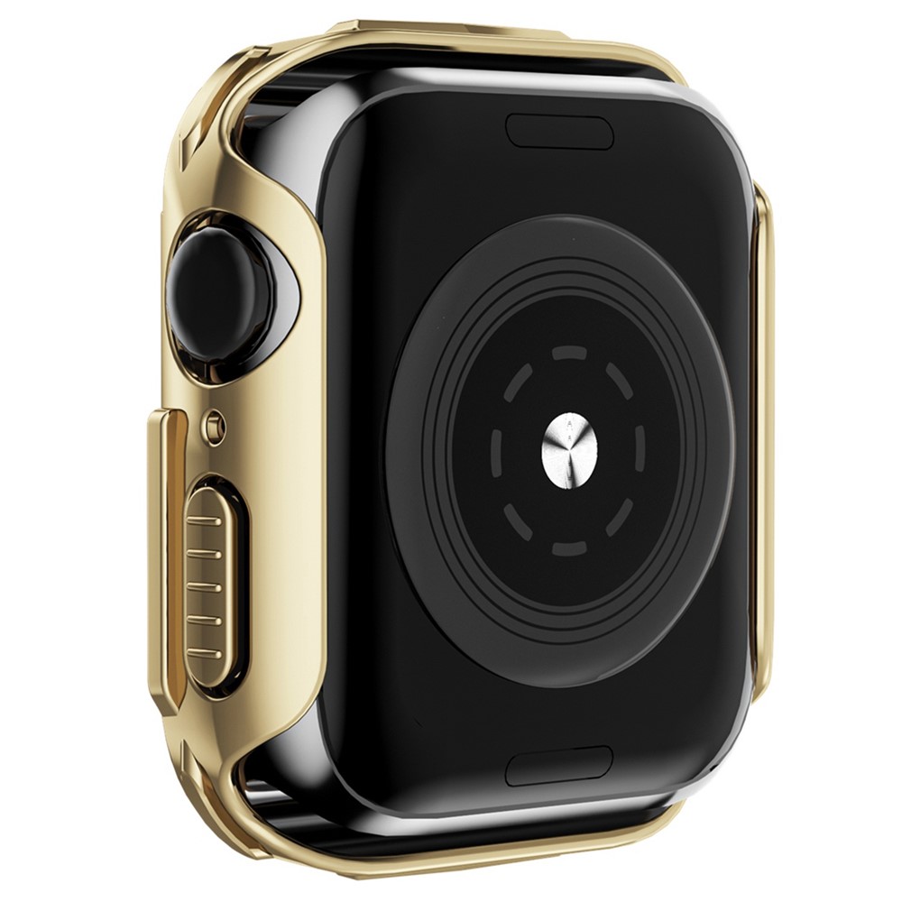 For Apple Watch Series 4 / 5 / 6 / SE 44mm Electroplated PC Case with Tempered Glass Screen Protector Scratch-Proof Smart Watch Case - Gold-4
