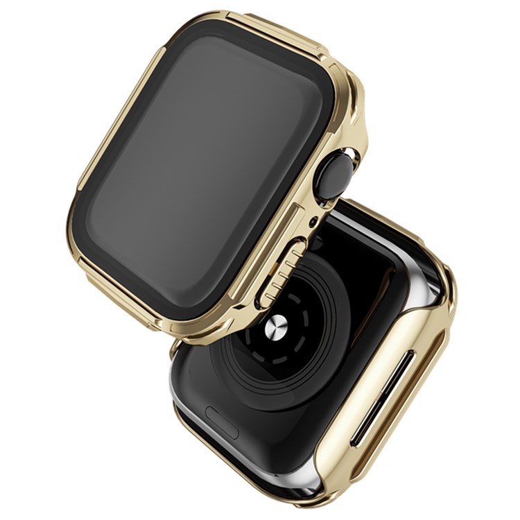 For Apple Watch Series 4 / 5 / 6 / SE 40mm Electroplated PC Case with Tempered Glass Screen Protector Anti-Scratch Smart Watch Case - Gold-5