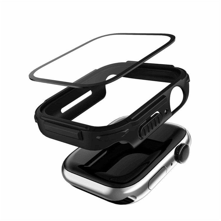 For Apple Watch Series 7 41mm Electroplated PC Smart Watch Case with Anti-wear Tempered Glass Screen Protector - Gold-3
