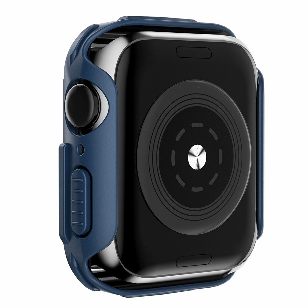 For Apple Watch Series 7 45mm Stylish Electroplated PC Smart Watch Case Protective Cover with Tempered Glass Screen Protector - Blue-3