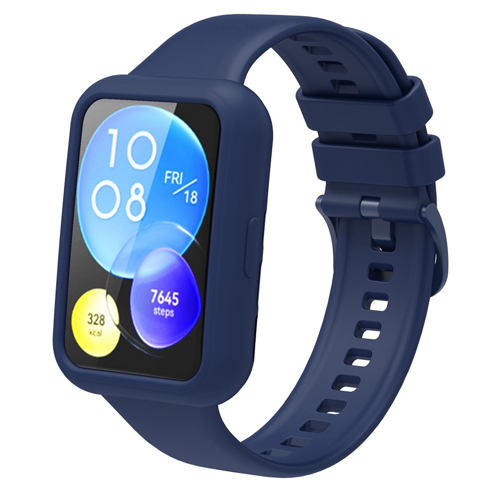 For Huawei Watch Fit 2 Anti-Drop Watch Case Precise Cutout Silicone Watch Cover - Midnight Blue-2