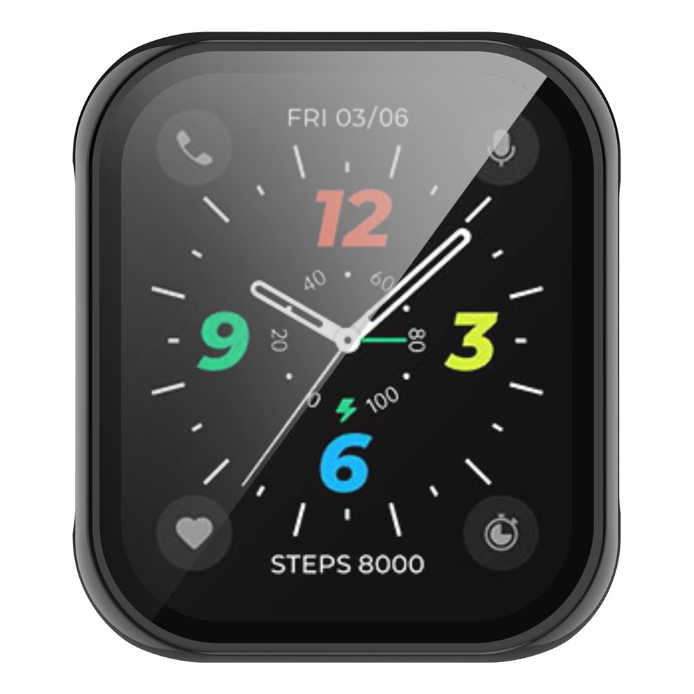 For Oppo Watch 2 42mm Tempered Glass Screen Protector Watch Case Anti-drop Hard PC Cover - Black-5