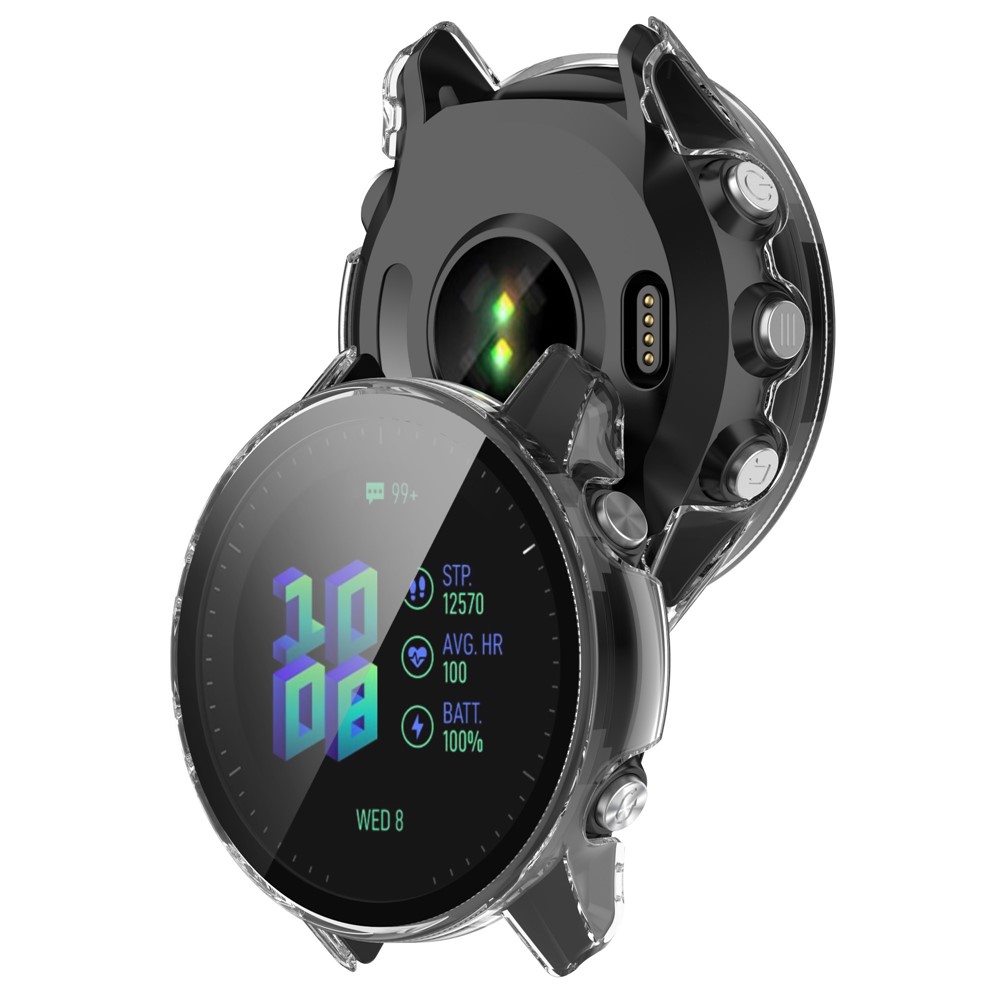 For Garmin Forerunner 955 Full Protection Hard PC Watch Case Cover with Tempered Glass Screen Protector - Transparent-7