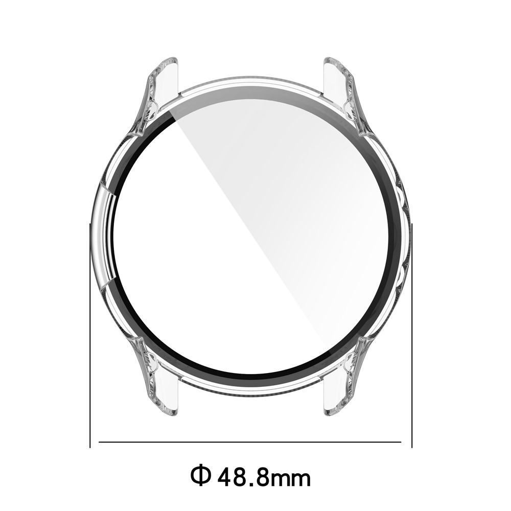 For Garmin Forerunner 955 Full Protection Hard PC Watch Case Cover with Tempered Glass Screen Protector - Transparent-8