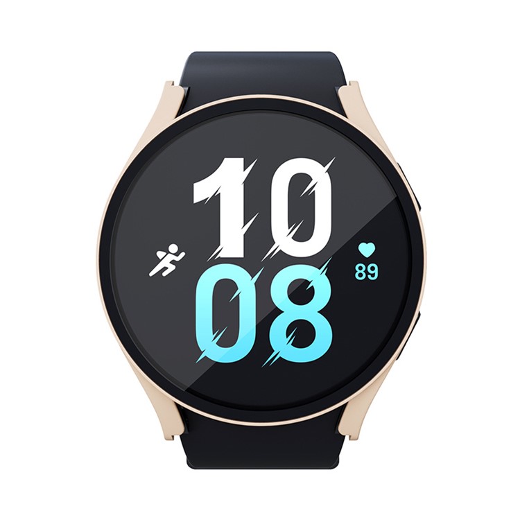 Para Samsung Galaxy Watch 5 40mm / Relógio 4 40mm Campa de Proteção de Protetor Para PC Rígido à Prova de Choque Com Protetor de Tela de Vidro Temperado - Rosa-7