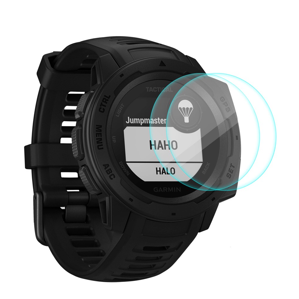 HAT PRINCE 2Pcs/Pack 0.2mm Tempered Glass Screen Films 9H 2.15D for Garmin Instinct / Instinct Tactical / Instinct Tide-1