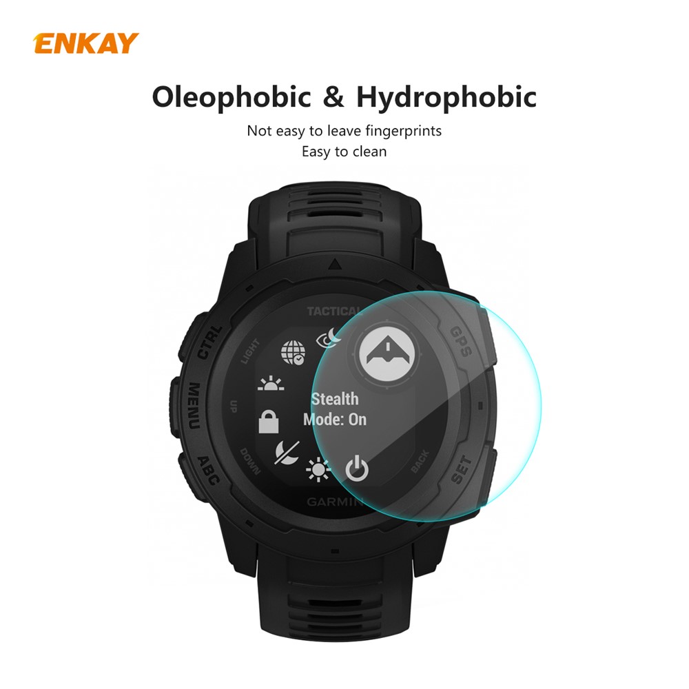 HAT PRINCE 2Pcs/Pack 0.2mm Tempered Glass Screen Films 9H 2.15D for Garmin Instinct / Instinct Tactical / Instinct Tide-4
