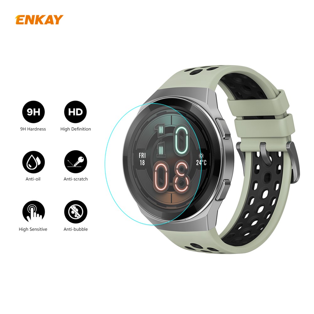 HAT PRINCE 2Pcs/Pack 0.2mm 9H 2.15D Tempered Glass Screen Films for Huawei Watch GT 2e 46mm Vitality Edition-2