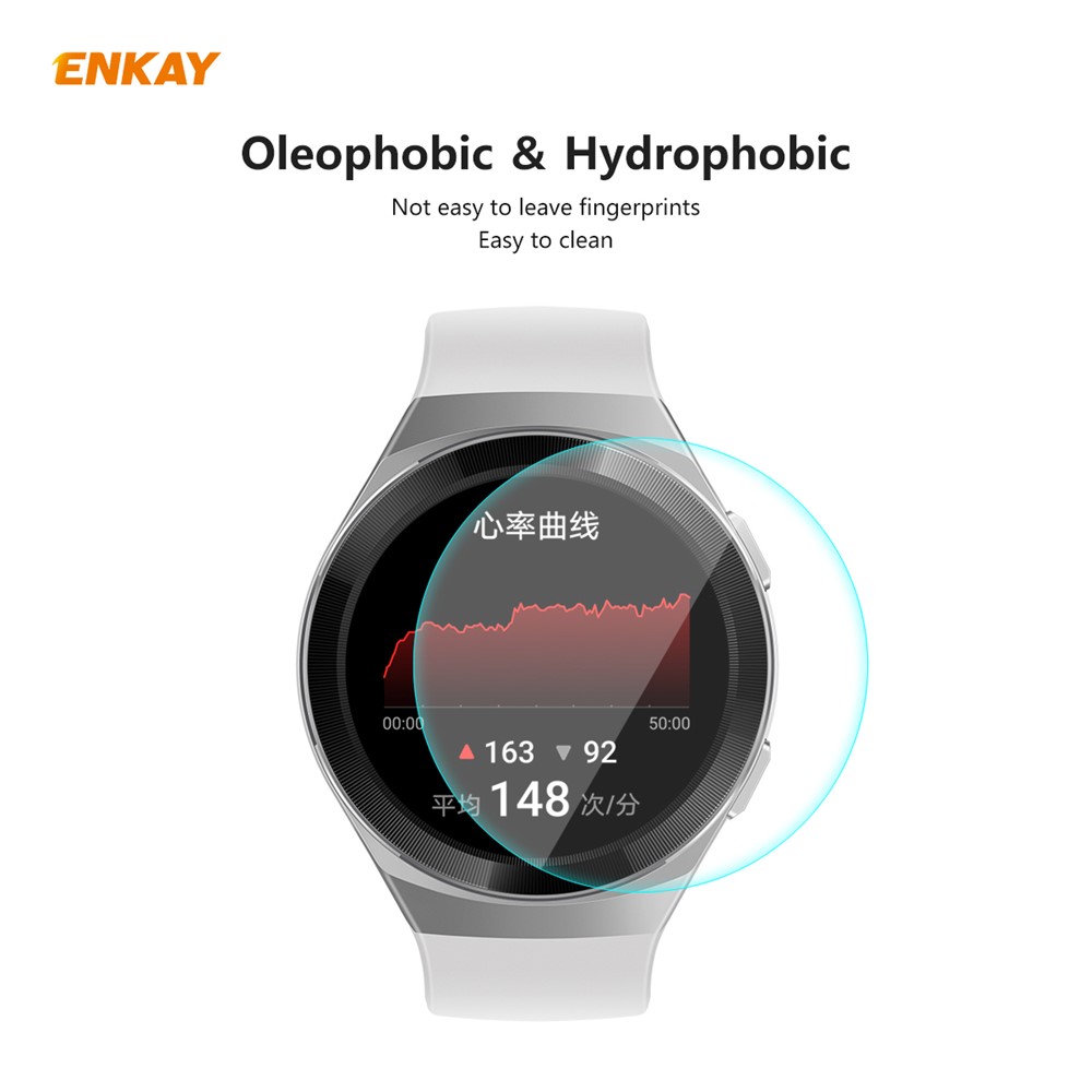 HAT PRINCE 2Pcs/Pack 0.2mm 9H 2.15D Tempered Glass Screen Films for Huawei Watch GT 2e 46mm Vitality Edition-4