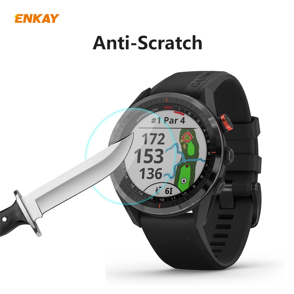 ENKAY 2Pcs/Pack 0.2mm 9H 2.15D Tempered Glass Screen Films for Garmin Approach S62-5