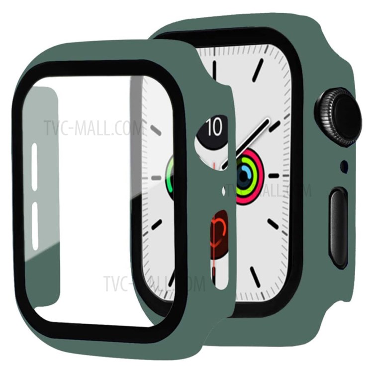 Frame PC + Tempered Glass Protector Watch Case for Apple Watch Series 3/2/1 38mm - Dark Green-1