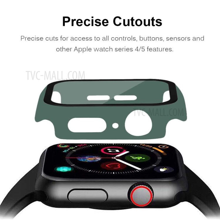 Frame PC + Tempered Glass Protector Watch Case for Apple Watch Series 3/2/1 38mm - Dark Green-3