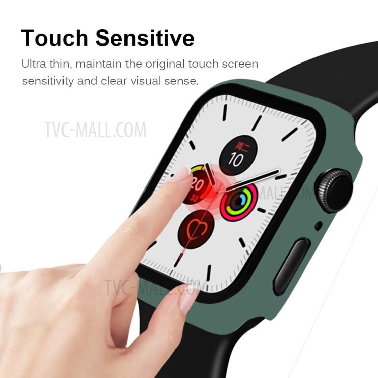 Frame PC + Tempered Glass Protector Watch Case for Apple Watch Series 3/2/1 38mm - Dark Green-4