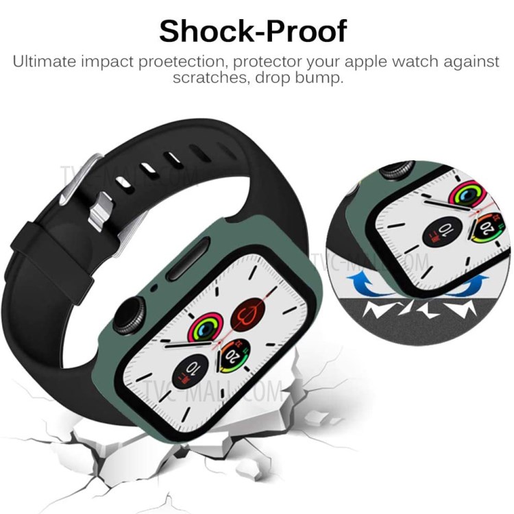 Frame PC + Tempered Glass Protector Watch Case for Apple Watch Series 3/2/1 38mm - Dark Green-5