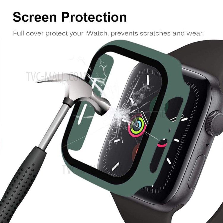 Frame PC + Tempered Glass Protector Watch Case for Apple Watch Series 3/2/1 38mm - Dark Green-6