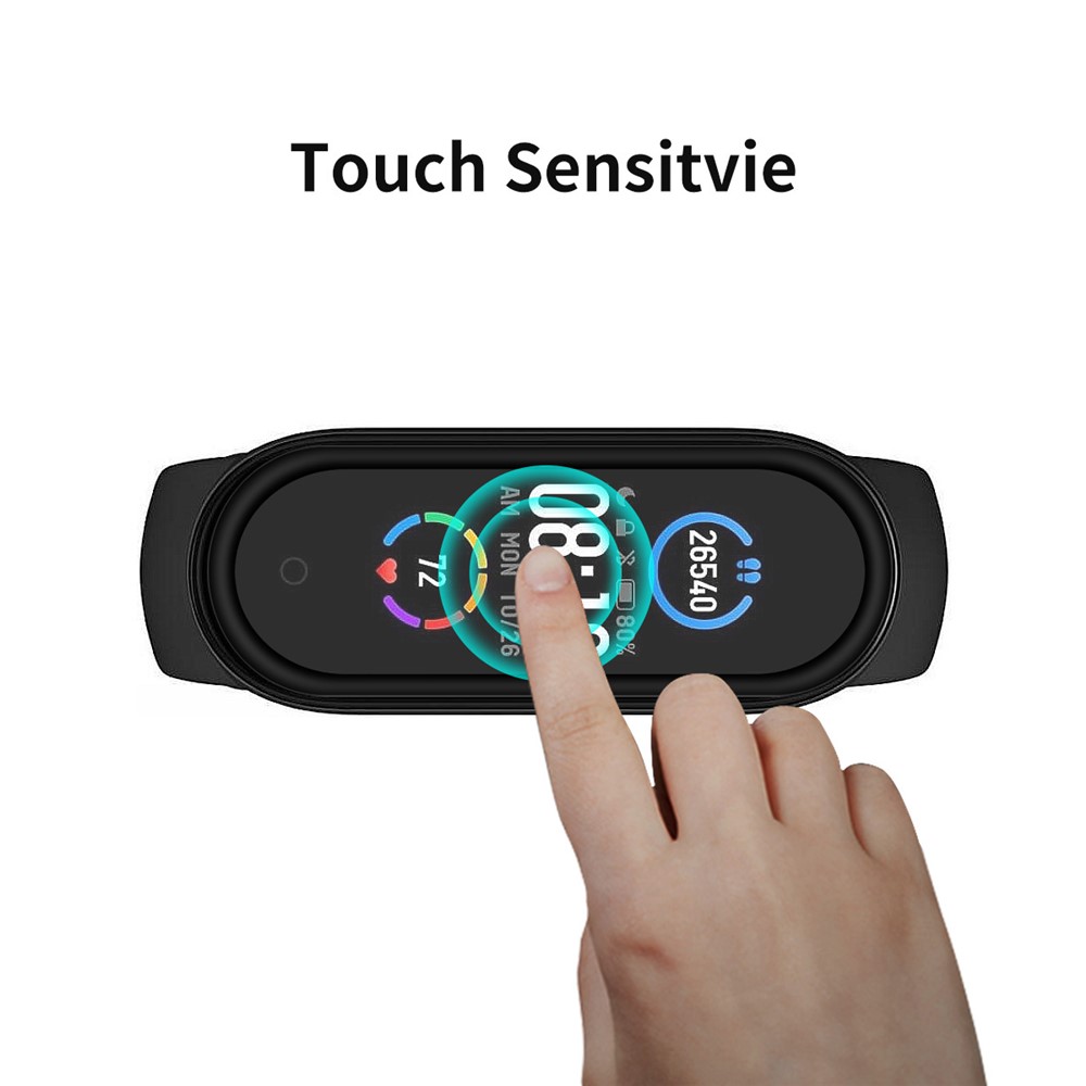 ENKAY 2Pcs Curved Edge PC + PMMA Screen Protector Full Glue for Xiaomi Mi Band 5 Complete Covering-6