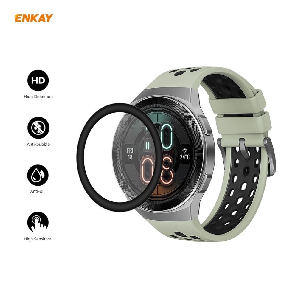 2pcs / Set Enkay HAT PRINCE 3D PC Rand + Displayfolie PMMA Für Huawei Uhr GT 2e 46mm - Ohne Maßstab-2