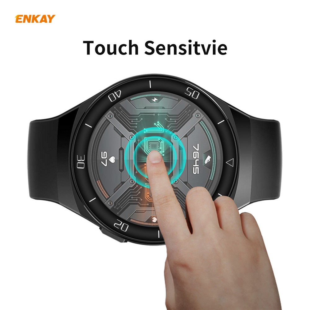 2pcs / Set Borde Enkay Príncipe Sombrero 3D PC + Protector De Pantalla Completa PMMA Para El Reloj Huawei 46mm GT 2e - Con La Escala-3