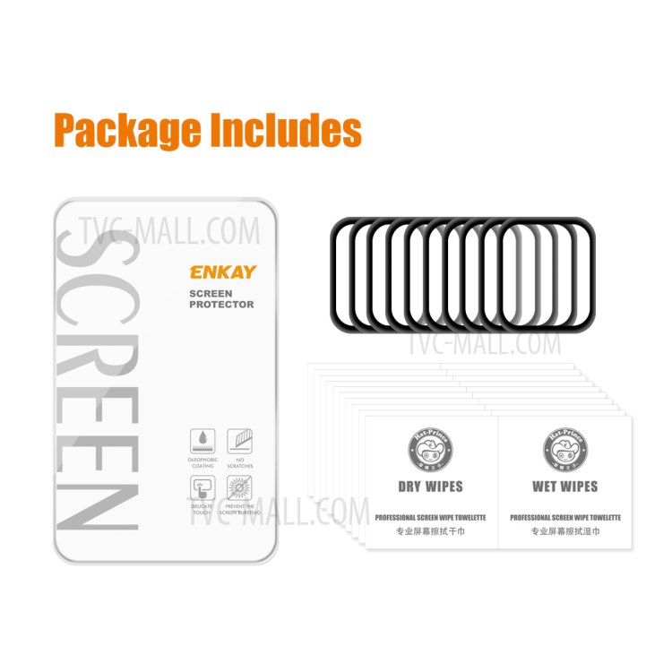 ENKAY HAT PRINCE 10Pcs/Set 3D Curved PC Edge + PMMA Full Coverage Screen Film for Apple Watch Series 6/5/4/SE 40mm-9