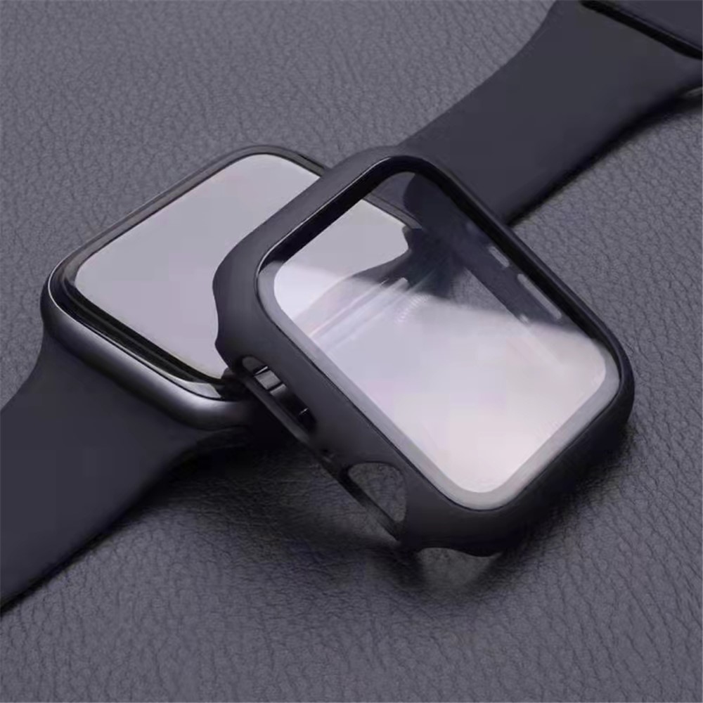 Hard PC Frame + Tempered Glass Screen Protector Integrated Watch Case for Apple Watch Series 7 41mm - Black-7