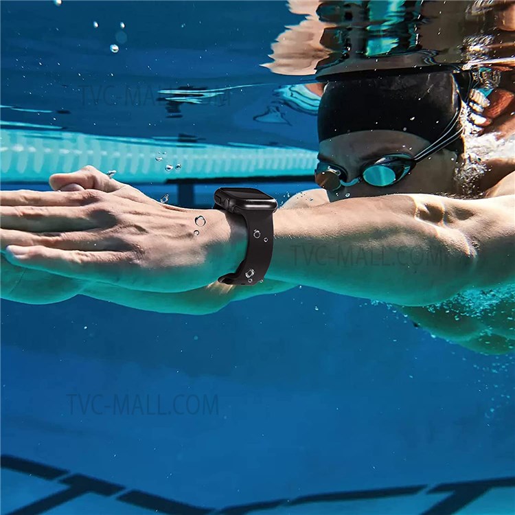 Waterproof Hard PC Watch Case Cover with 9H Tempered Glass Screen Protector for Apple Watch Series SE/6/5/4 44mm - Black-7