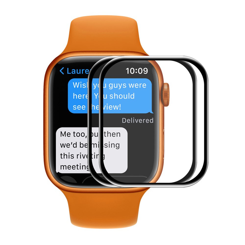 ENKAY 2Pcs/Pack Full Screen Full Glue Curved Hot Bending Anti-Scratch Ultra Clear Tempered Glass Film for Apple Watch Series 7 41mm - Black Edges-1