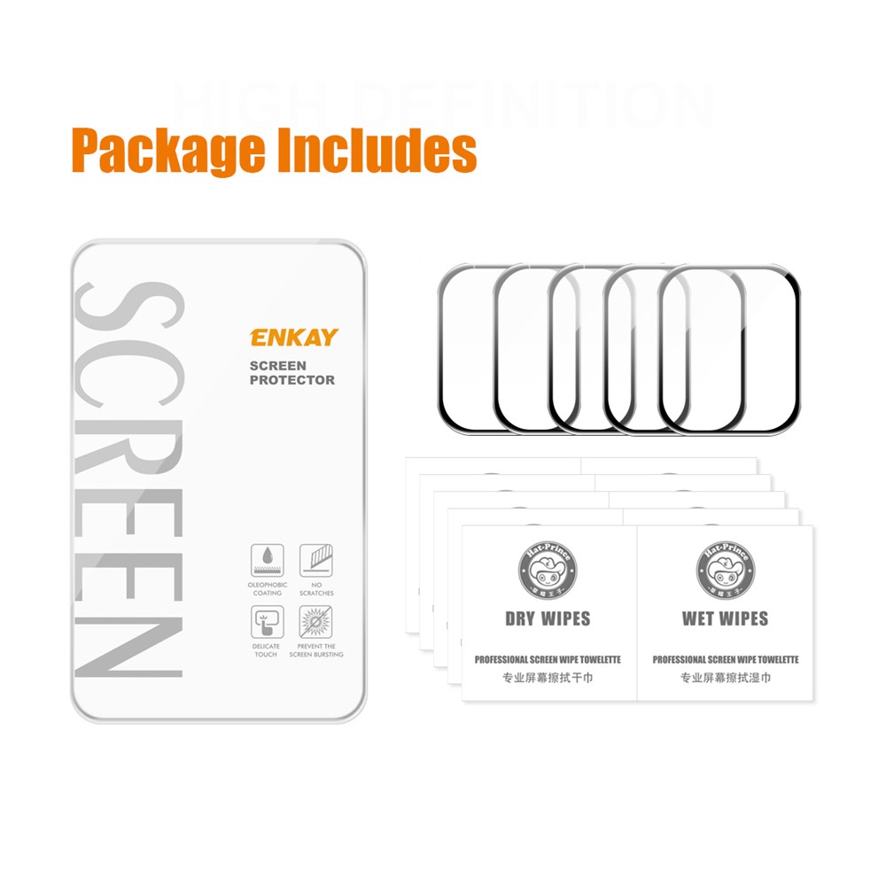 ENKAY 5Pcs/Pack Full Coverage Full Glue Curved Hot Bending Scratch-Resistant Tempered Glass Screen Protector for Apple Watch Series 7 41mm - Black Edges-8