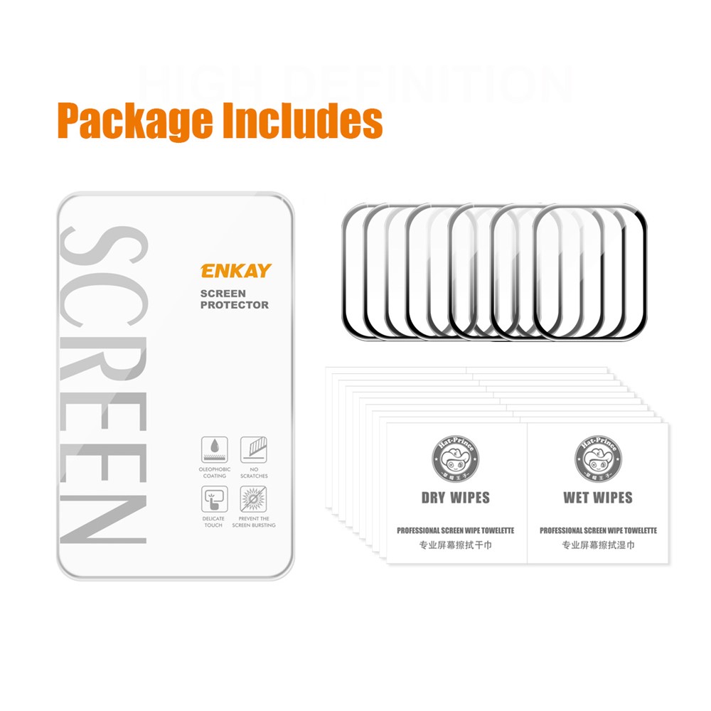 ENKAY 10Pcs/Pack HD Clear Hot Bending Full Coverage Full Glue Curved Tempered Glass Screen Protector for Apple Watch Series 7 41mm - Transparent-8