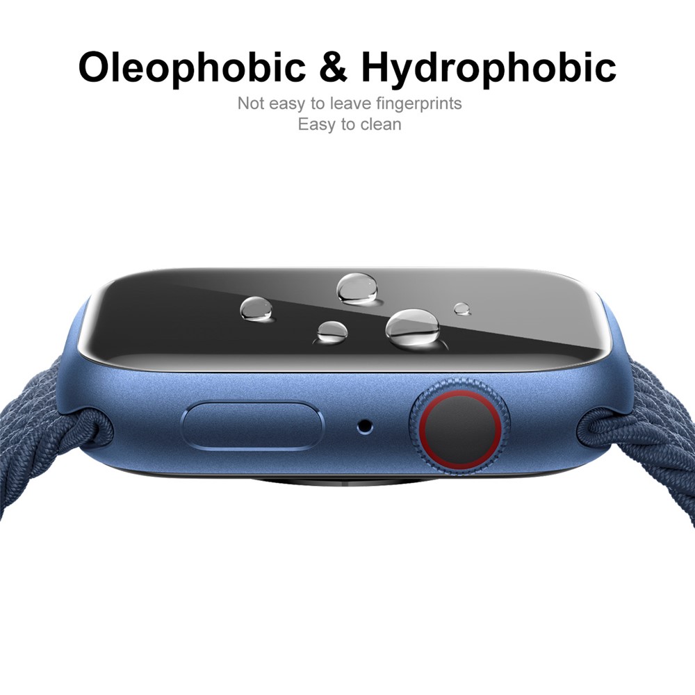 ENKAY Full Coverage Full Glue Curved Hot Bending Touch Sensitive HD Clear Tempered Glass Film for Apple Watch Series 7 45mm - Black Edges-4