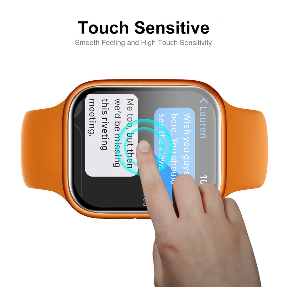 ENKAY Full Coverage Full Glue Curved Hot Bending Touch Sensitive HD Clear Tempered Glass Film for Apple Watch Series 7 45mm - Black Edges-5