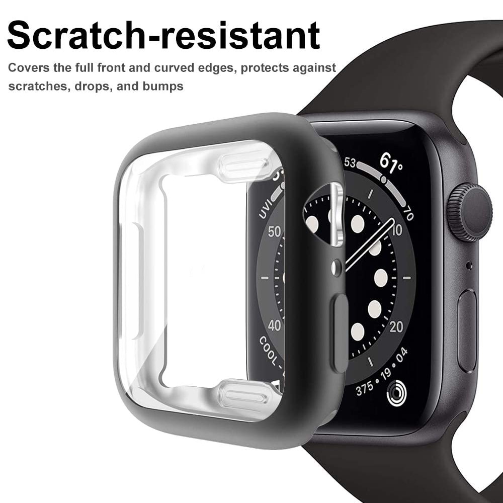 Full Body Protective Soft TPU Electroplated Bumper Clear Cover with Screen Protector for Apple Watch Series 7 41mm - Black-4