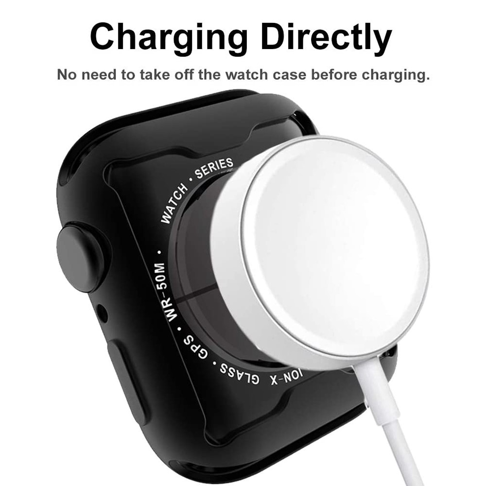 Full Body Protective Soft TPU Electroplated Bumper Clear Cover with Screen Protector for Apple Watch Series 7 41mm - Black-5